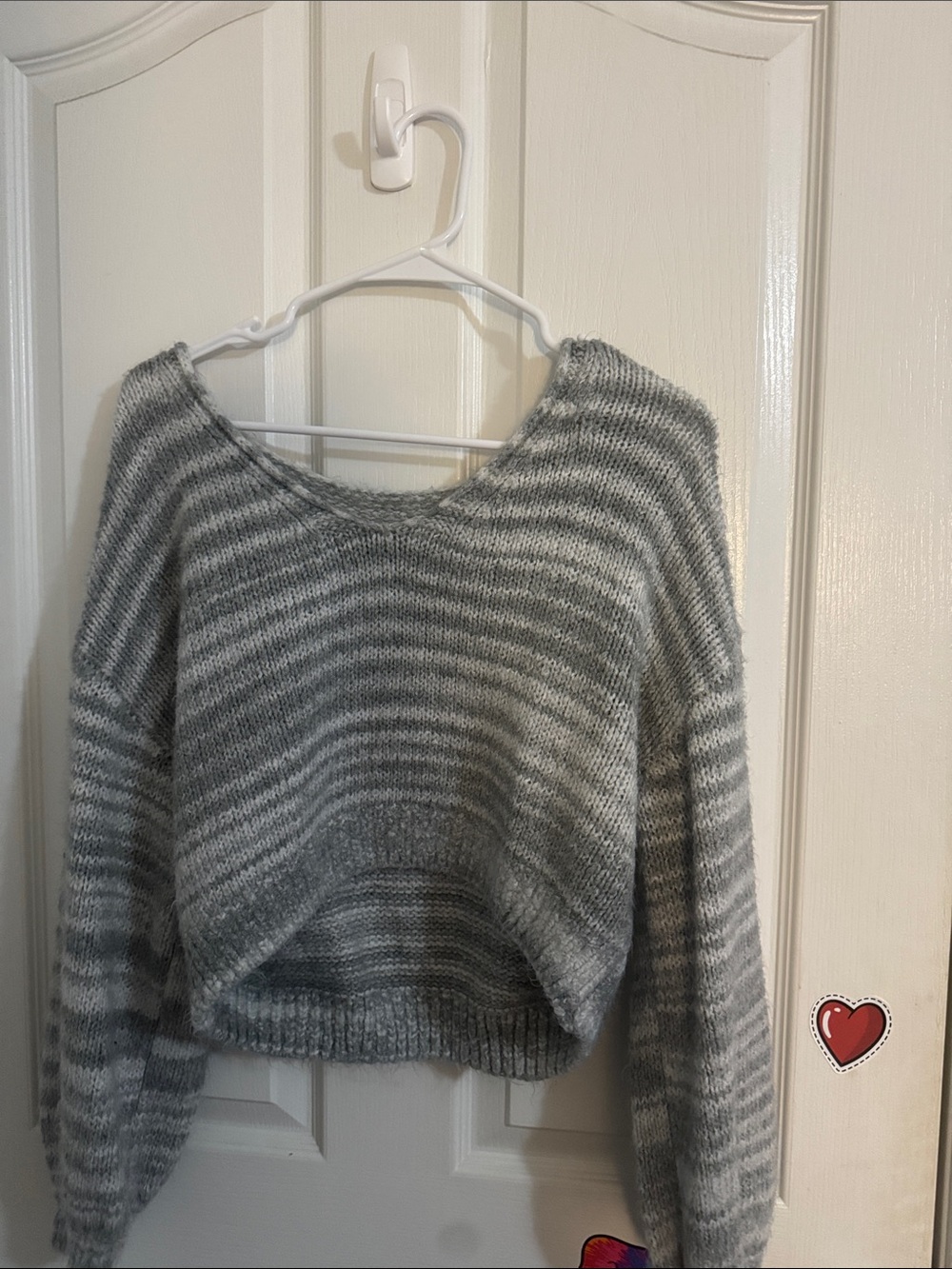 Urban Outfitters Gray Striped Scoop-Neck Sweater